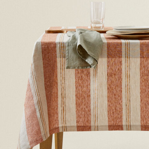 Candin Big Striped Linen Tablecloth
