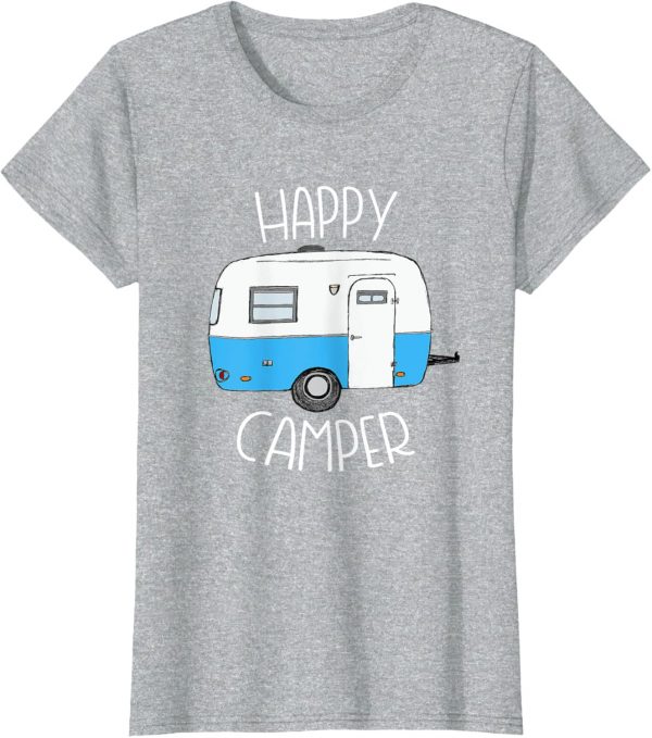 Happy Camper Camping Shirts Blue Boler Trailer Camp Tshirt