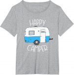 Happy Camper Camping Shirts Blue Boler Trailer Camp Tshirt